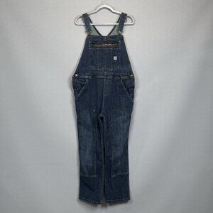 Carhartt Bib Overalls Womens XL 16/18 Regular Blue Brewster Double Front 102443